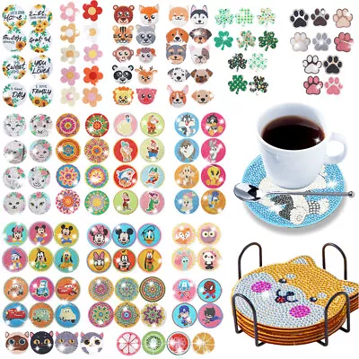£11.39 • Buy 1-12X Art 5D Diamond Painting Wooden Coaster NonSlip With Holder DIY Craft Decor