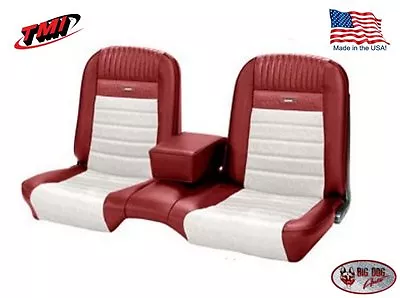 Deluxe PONY Seat Upholstery  Ford Mustang Front Bench Seat - Red & White • $605.37