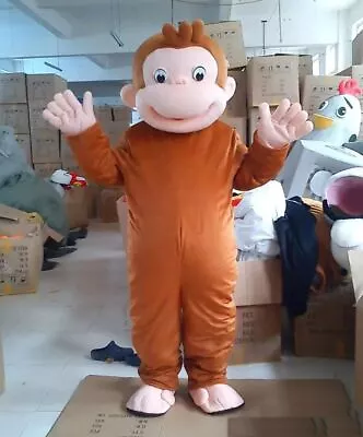 Sale Curious George Monkey Mascot Costumes Cartoon Fancy Dress Halloween Party C • $131.08