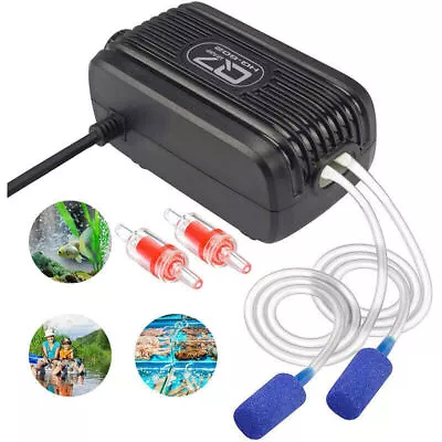 £11.99 • Buy Aquarium Fish Tank Air Pump Quite Silent Flow Oxygen Bubbles Stone Outlet Valve