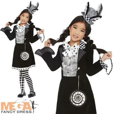 £19.99 • Buy Dark Mad Hatter Girls Fancy Dress Wonderland Fairy Tale Halloween Kids Costume 