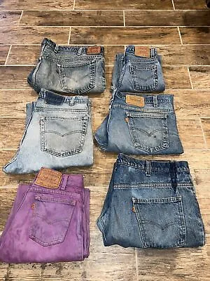 Lot Of 6 Vintage Levis Jeans Wholesale 80s 90s Mixed Stains DISTRESSED DEFECTS • $52