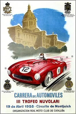 Barcelona Spain 1958 Carrera De Automobiles Vintage Poster Print Retro Style • $21.58