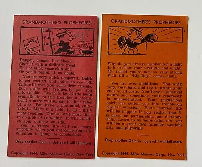 Grandmother's Prophecy Cards Arcade Fortune Telling Machine Lot Of 2 1944 VTG • $9.95