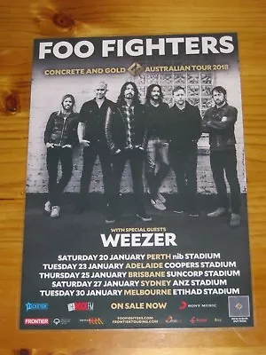 FOO FIGHTERS WEEZER 2018 Laminated Australia Tour Poster 2nd Release OFFICIAL  • $16.95