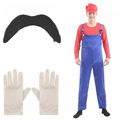 Mens Super Workman Red Plumber Super Mario Fancy Dress Stag Party Costume • £17