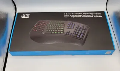 Adesso AKB-150EB Tru-Form 150 Illuminated 3-Color Ergonomic USB Keyboard LED • $34.99