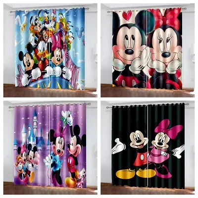Boys Girl 3D Mickey Mouse Curtains Kids Blackout Curtains Drapes Ring Top Eyelet • £30.78
