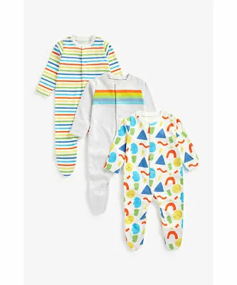 £10.99 • Buy Mothercare Sleepsuits Rainbow Babygrow Baby Multipack White Unisex Toddler Pjs