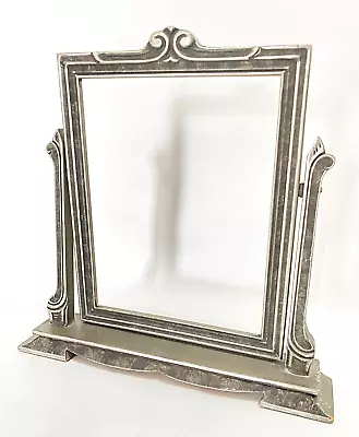 Vintage Antique Picture Deco Frame Wood Swing Tilt Stand 7 X 9 Photo Gray Silver • $19