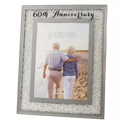 60th Anniversary Photo Frame With Crystal Border 5'x7' Picture • £11.99