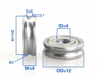 4mm Bore Bearing With 12mm Pulley U Groove Track Roller Bearing 4x12x4mm • $16.85