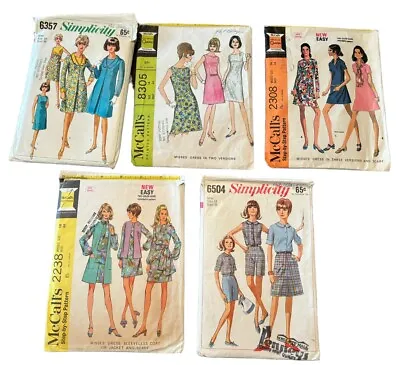 Vintage Simplicity McCall Sewing Pattern Lot Miss Sz 14 60's Retro Clothing Cut • $19.99