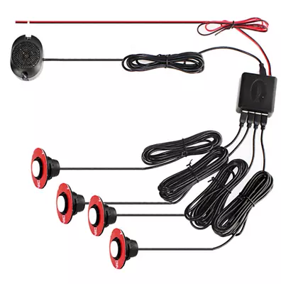 Adjustable 16mm Flat 4Sensors Car Parking Rear Reverse Backup Buzzer Radar Alarm • £19.89