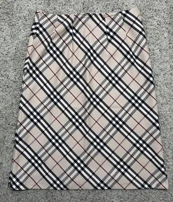 Vintage 90s Burberry Wool Nova Check Pleated Knee Length Skirt Womens US 8 *read • $50