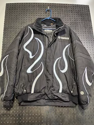 Men's YAMAHA 2004 Flame Rider Snowmobile Jacket - Large Tall - Black & Silver • $129.99