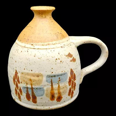 Handmade Signed Pottery Bud Vase - 4  Small Beige Brown Stoneware Boho Farmhouse • $23.20