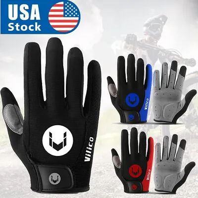 Breathable Full Finger Gloves Outdoor Bike Cycling Gel Pad Touch Screen Gloves • $8.99