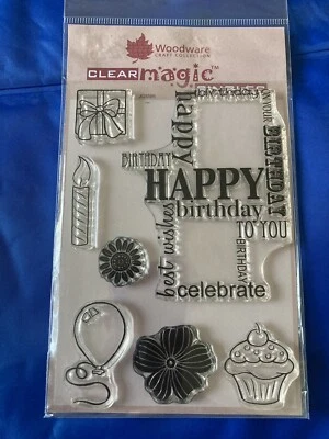 £1.45 • Buy Woodware Birthday Words Stamp Set
