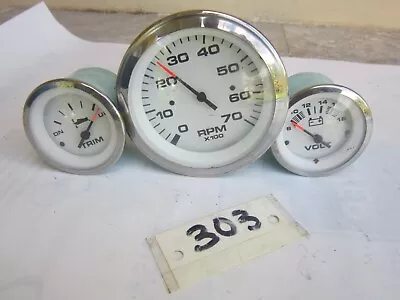 Marine Universal  Analog Gauge Set Tachometer RPM - Trim - Volts • $34.95