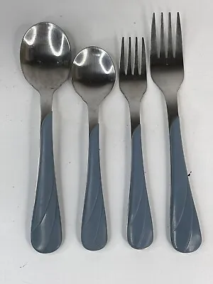 Fiesta Swirl Flatware Silverware 4-PC Set Stainless Steel Periwinkle Light Blue • $11.88