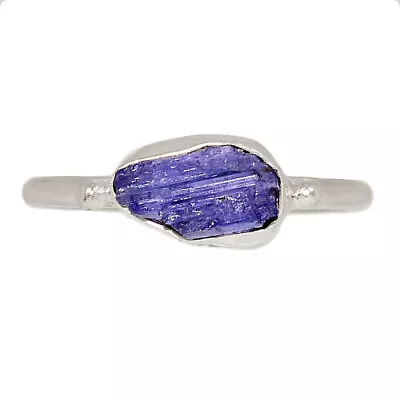 Natural Tanzanite Crystal - Tanzanite WQ2 Silver Ring Jewelry S.8 CR39455 • £8.83