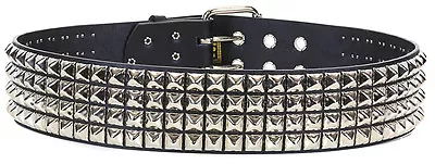 Four Row Pyramid Stud Genuine Leather Belt Punk Gothic Cosplay Death Metal Rock • $48.99