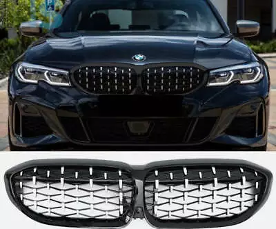 Bmw 3 Series G20 G21 Front Kidney Grille Diamond Style Black Oem 2019-22 • £99.99