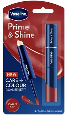 Vaseline Prime & Shine 2 In 1 Lip Balm&Gloss Gift Pack Set SCARLET RED • £9.99