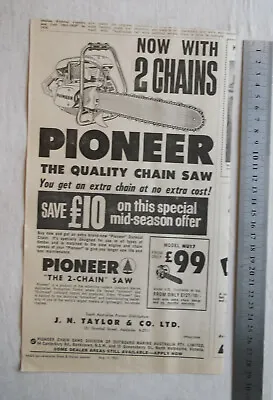 Pioneer Chain Saw Advertisement Removed From 1963 Stock Journal Saws  • $10