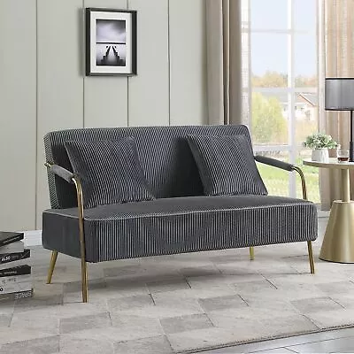 Modern Pleated Velvet Loveseat Sofa: 56  2 Seater Mid Century Upholstered Sofa  • $189.99