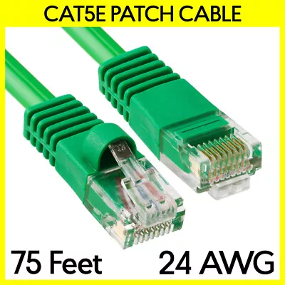 75FT Cat5e Cable Green LAN Cat 5e Ethernet Patch Cord RJ45 Internet Modem Cable • $9.49