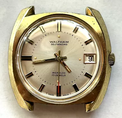 Vintage Men’s Waltham Automatic 17 Jewel Watch Date Running 36mm • $19.99