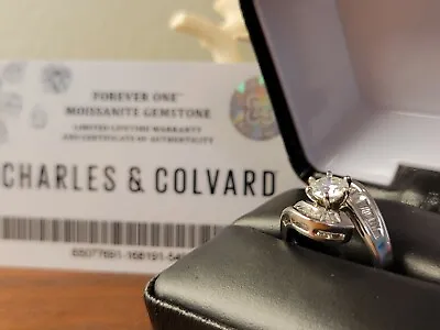 14k White Gold Forever One Colvard Moissanite & Diamond Engagement Ring New #503 • $699