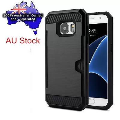 Samsung Galaxy S7 Edge Case Tough TPU Cover Card Holder Case Melbourne Seller • $8.95