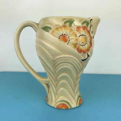 Wade England Ceramic Jug / Vase Pattern 406  Ex Con Height 14 Cm Orange Flowers • £14.99