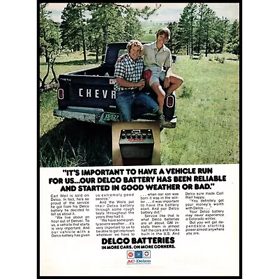 1974 Delco Car Batteries Vintage Print Ad Chevy Pick Up Truck Tailgate Wall Art • $10.97