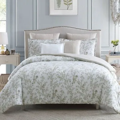 Laura Ashley Lindy 5-pieces Green Floral Cotton Twin Comforter Set • $150