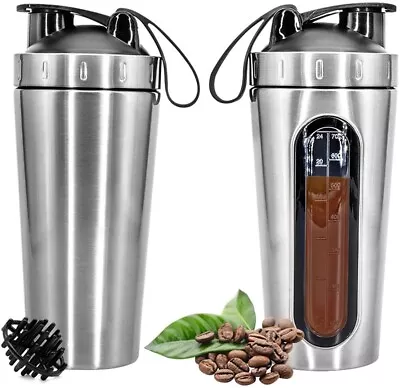 Stainless Steel Protein Shaker Bottle With Mixing BallLeak-Proof Protein Shaker • $21.99