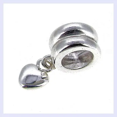 925 Sterling Silver Sweet Heart Love Dangle Bead For European Charm Bracelet • $13.98