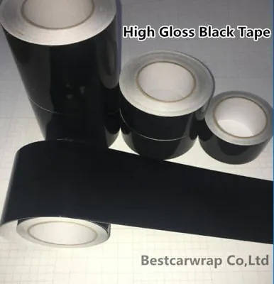 $14.39 • Buy High Gloss Black Film Vinyl Tape , Automotive Grade Tape Car Wrap Bubble Free
