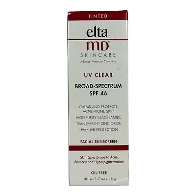 Elta MD UV Clear Broad-Spectrum SPF 46 Tinted 1.7 Oz New In Box Exp 5/25 • $27.99