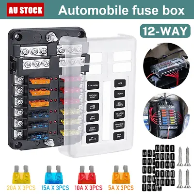 12 Way Blade Fuse Block Box Holder LED Light 12V 32V Circuit Caravan Marine Car • $23.70