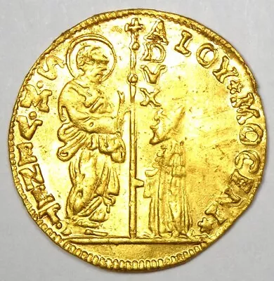 1722 Italy Venice Mocenigo Gold Zecchino Ducat Christ Coin - Choice AU / UNC MS • $774.25