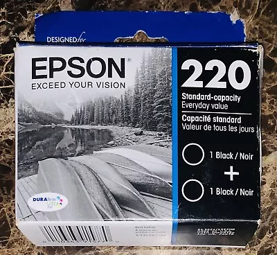 Epson 220 T220120-D2 Black Ink Cartridges 2 Pack New Genuine OEM Exp. 01/2024 • $21.99