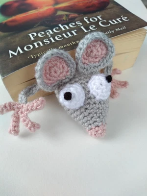 £6.95 • Buy Handmade Crochet Bookmark. Squashed Rat Animal. Bookworm Gift.