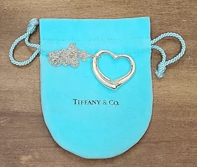 Tiffany & Co. Elsa Peretti LARGE Open Heart Pendant Necklace Sterling Silver 30” • $199.50