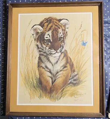 Clancy Cherry Print 83/500- Tiger Cub - With Orig Vtg Frame 1983 Signed! 25.5x21 • $325