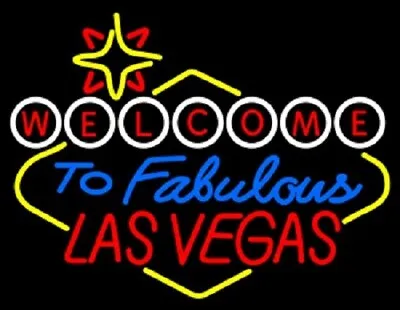 $84.99 • Buy 10  Vivid Welcome To Fabulous Las Vegas Neon Sign Light Lamp Beer Bar Wall Decor