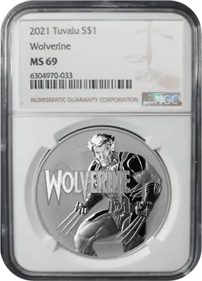 SILVER SALE!  2021 Tuvalu 1 Oz .9999 Fine Marvel Comic Wolverine MS69 Coin X-Men • $79